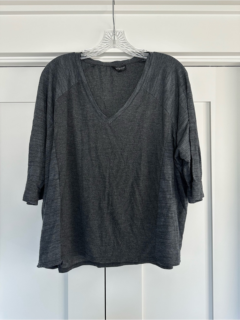 Topshop Charcoal V-Neck Knit Tee